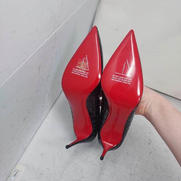 Christian Louboutin Patent Black Kate Croc Crocodile Pump Shoe - Picture 2 of 13